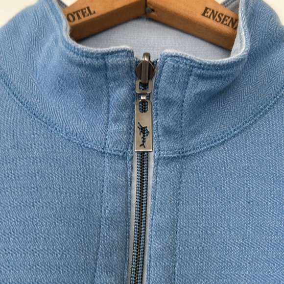Tommy Bahama REVERSIBLE 1/2 Zip Pullover Sweatshirt w Marlin Logos Blue - Picture 3 of 12